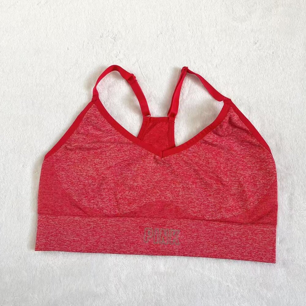 Victoria’s Secret PINK ACTIVE Lined Pink Sports Bra Adjustable Straps Size L